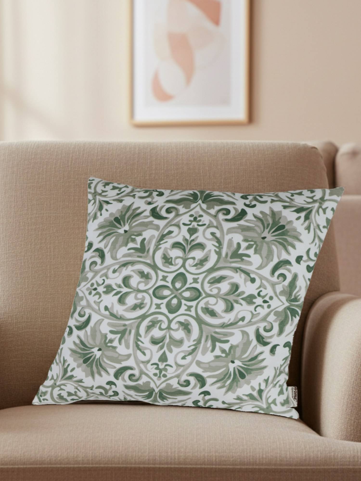 Sivya by Home Green Modern Print Velvet Cushion Cover (16 x 16 Inches)