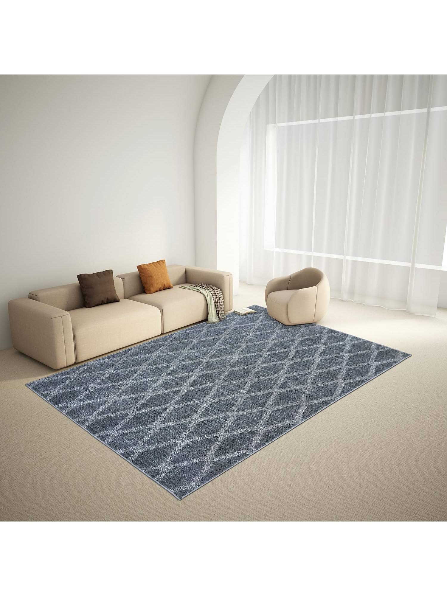 Welspun Grey Wonderful Polyester Machine Tufted Geometric Bedside Runner