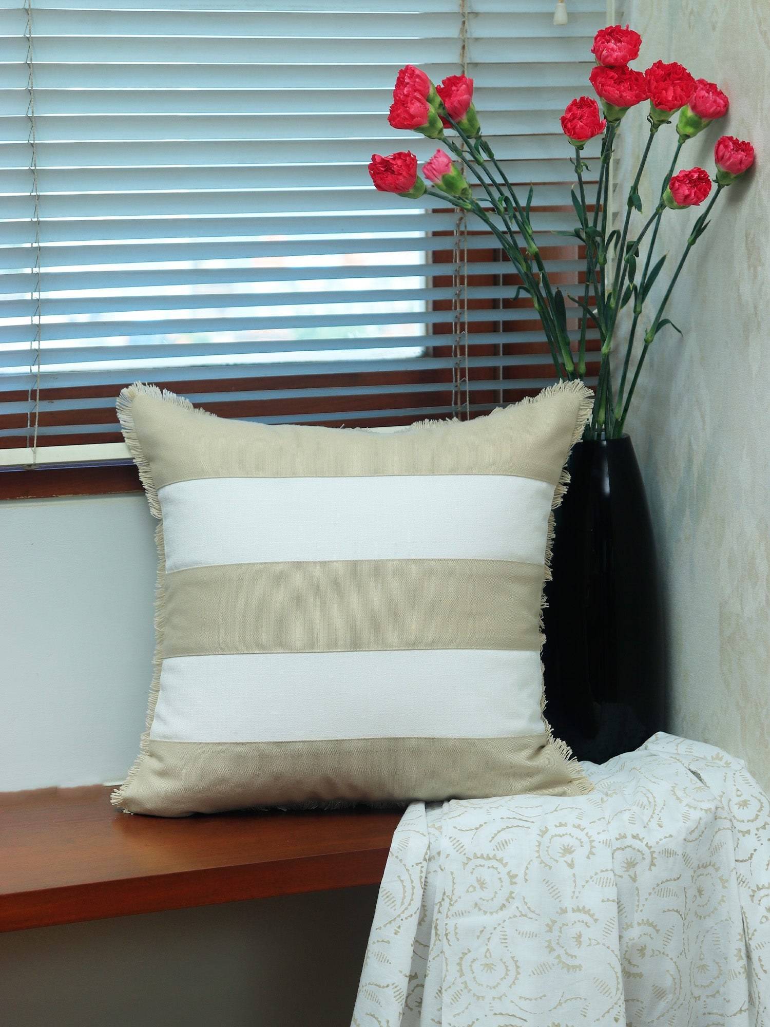 Zeba World Multi-Color Patchwork Technique Cotton Cushion Cover (16 x 16 Inches)