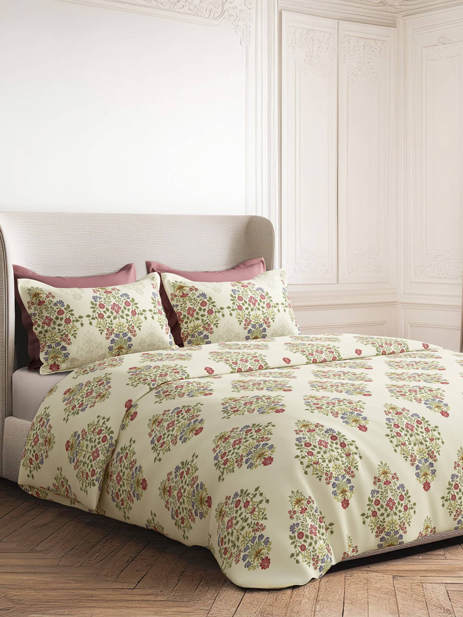 SANSAAR A D'DECOR BRAND LIVE CONSCIOUSLY Gulmarg Off White Bedsheet & 2 Pillow Covers (King)