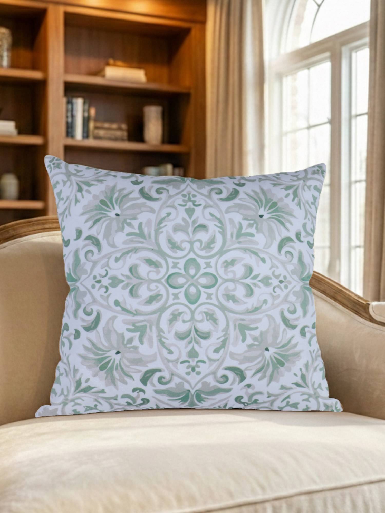 Sivya by Home Green Modern Print Velvet Cushion Cover (16 x 16 Inches)