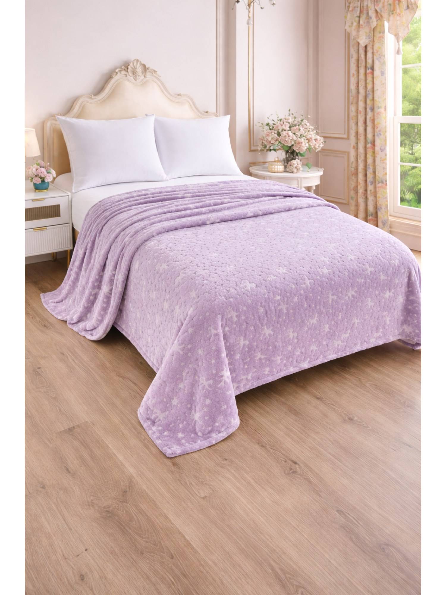 The Gharnish Purple Grey Glow-In-The-Dark Blanket (Double)