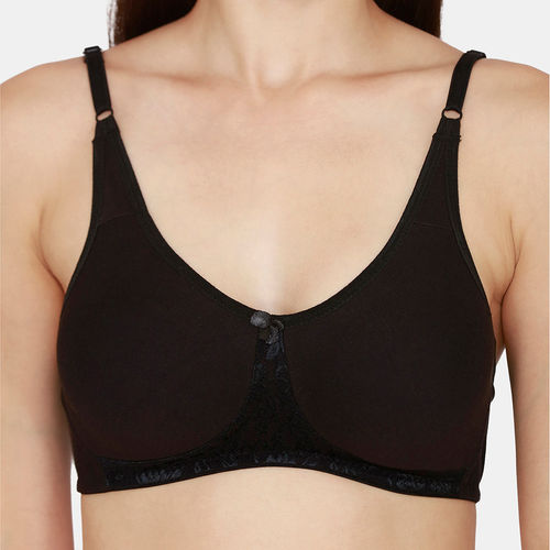 Rosaline by Zivame Black Double Layered Full Coverage T-Shirt Bra