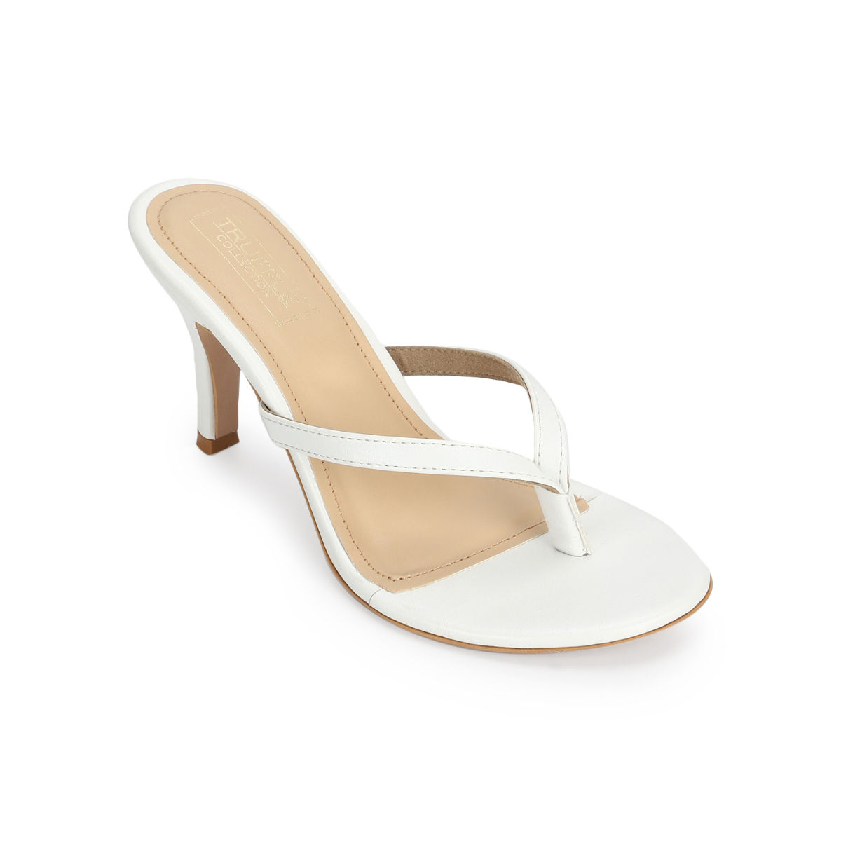 low heel white mules