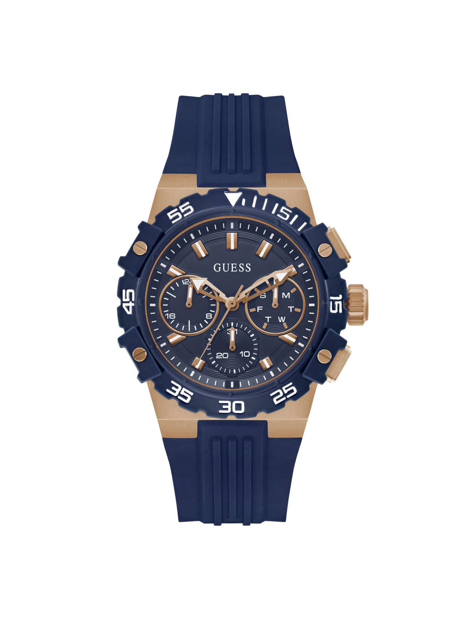 Guess Round Navy Blue Dial Analog Men Watch (GW1059G5) (M)