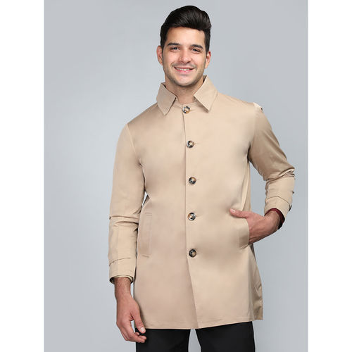 Buy CHKOKKO Men Semi Winter Wear Trench Coat Camel Beige Online