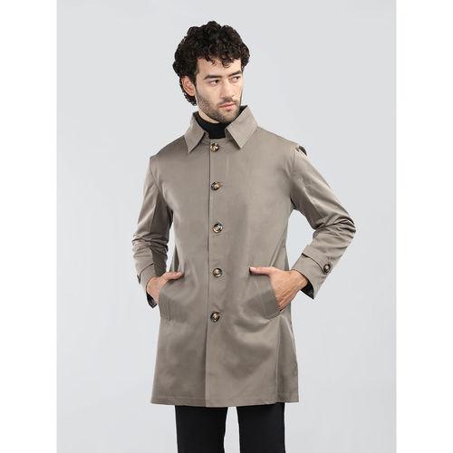 Buy CHKOKKO Men Semi Winter Wear Trench Coat Met Grey Online