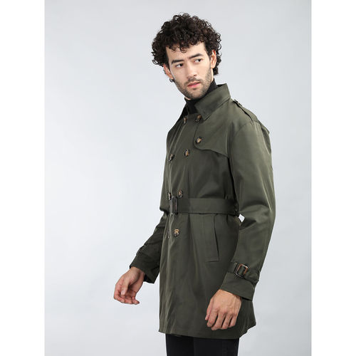 Long Coat Outfit Green Mac Coat Mens Olive Overcoat Olive Jacket - Main Image
