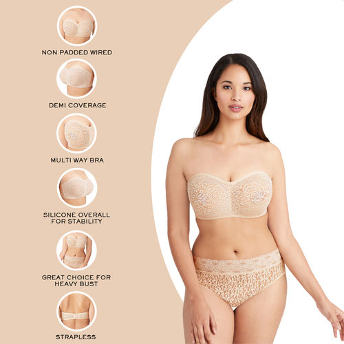 Buy Wacoal Halo Lace Non-Padded Wired 3/4Th Cup Lace Everyday Comfort Bra -  Beige (36D) Online