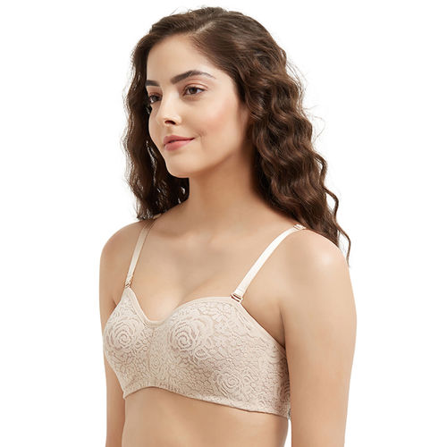 Buy Wacoal Halo Lace Non-Padded Wired 3/4Th Cup Lace Everyday Comfort Bra -  Beige (36D) Online