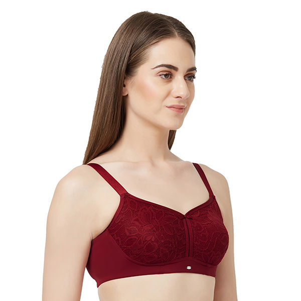 Soie Womens Full Coverage Non Padded Non Wired Bra Crimson 36b Buy Soie Womens Full 0647