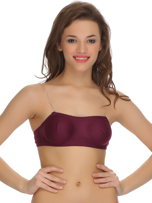 Buy Clovia Cotton Rich Solid Non-Padded Full Cup Wire Free Strapless Bra -  Dark Red Online