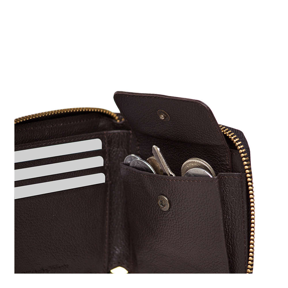 DailyObjects Brown Leather Zip Wallet Buy DailyObjects Brown Leather