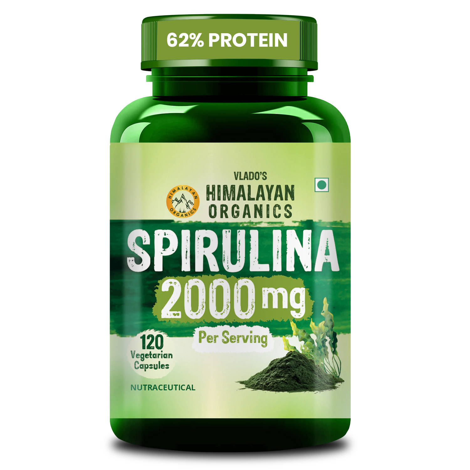 Vlado's Himalayan Organics Spirulina 2000mg Greensuper Food | Weight Management & Immunity Capsules