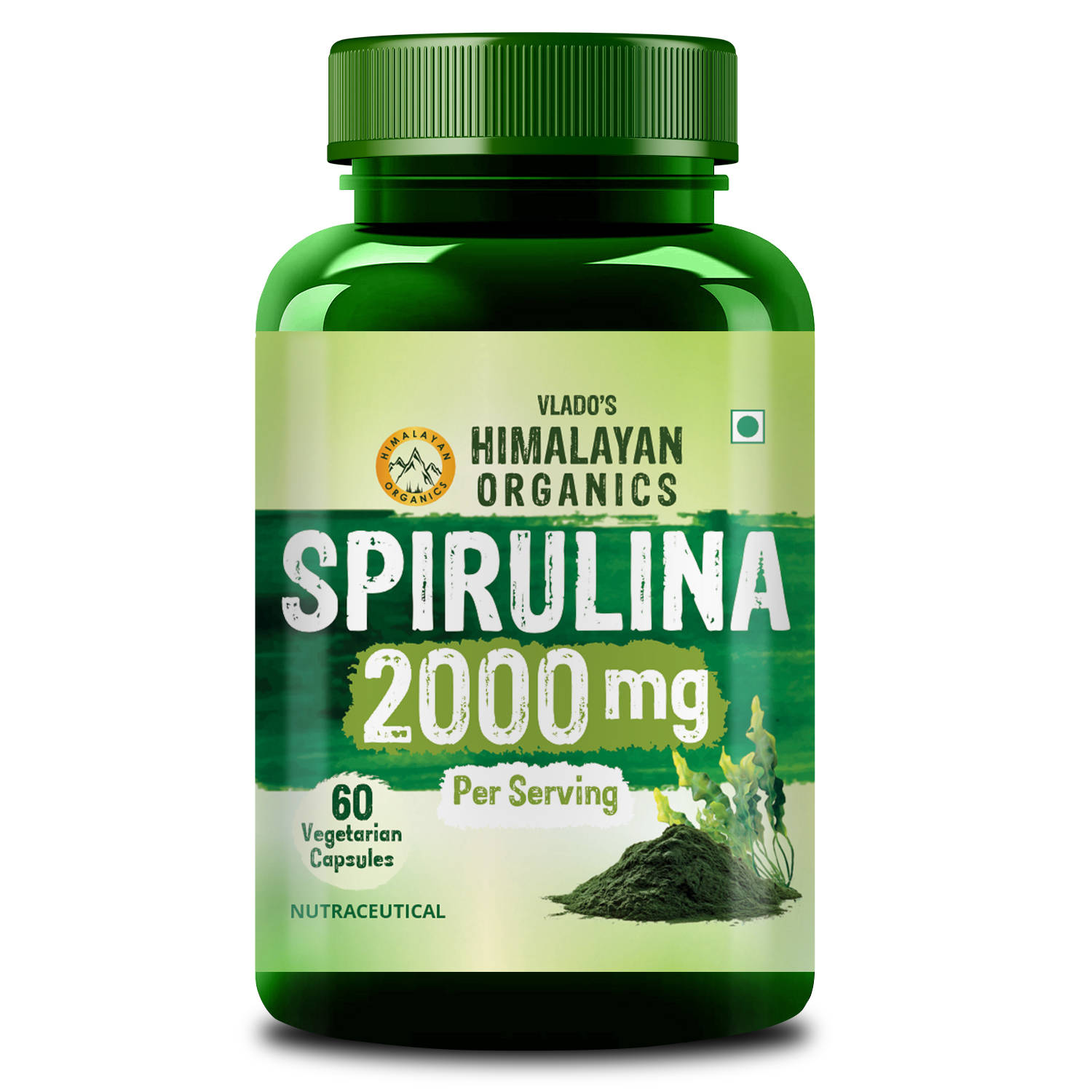 Vlado's Himalayan Organics Spirulina 2000mg Greensuper Food for Weight Management & ImmunityCapsules