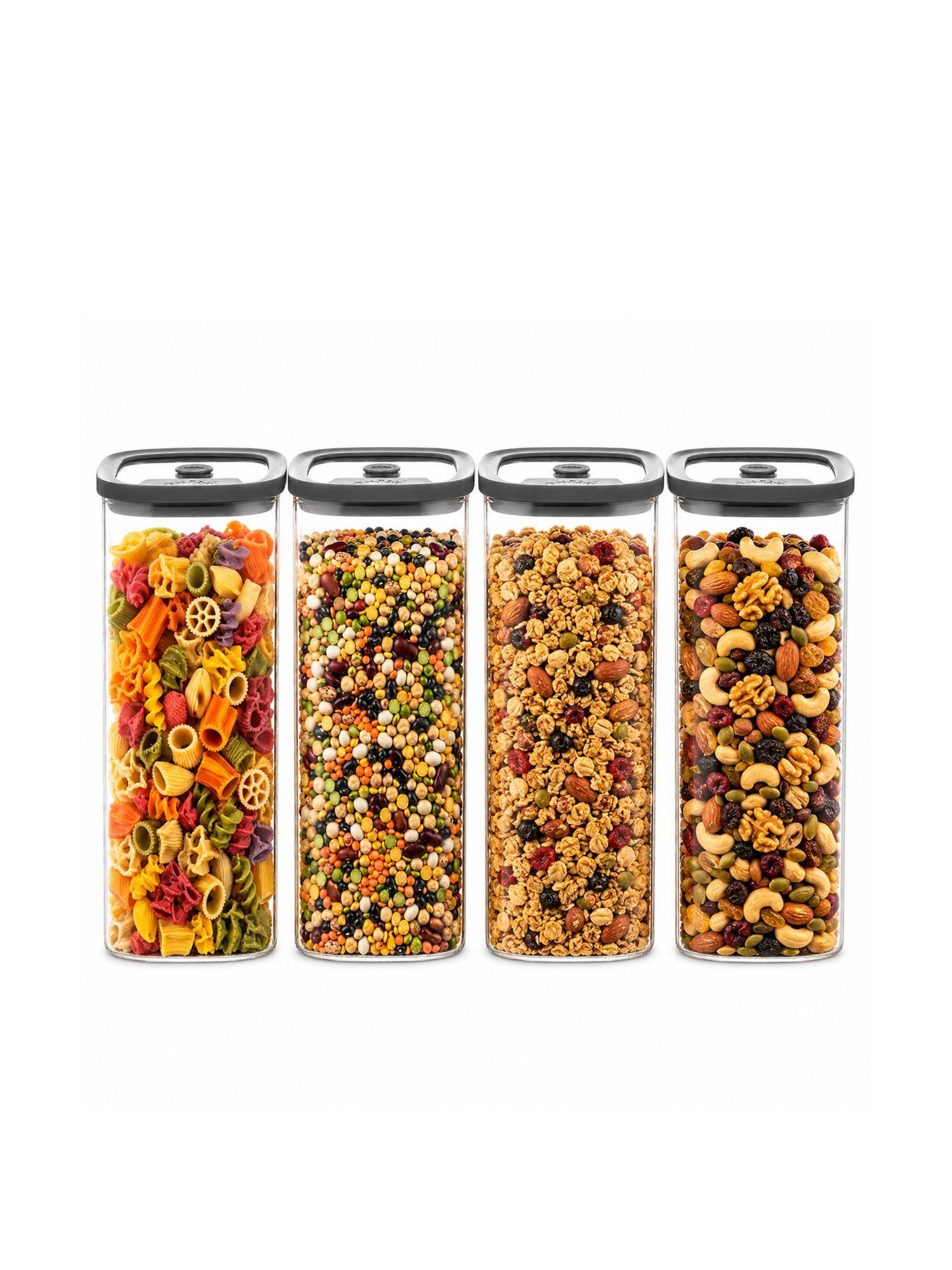 Kilner 1.5L Vacuum Glass Jar Set of 4 Airtight Storage for Cereals, Flour and Pulses