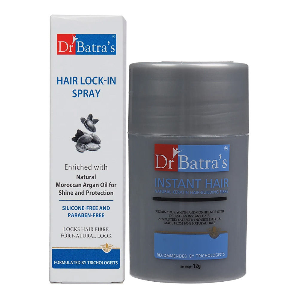 's Instant Hair Building Fibre Black & Pro+ Lock In Spray: Buy Dr. Batra's Instant Hair Building Fibre Black & Pro+ Lock In Spray Online at  Best Price in India | Nykaa