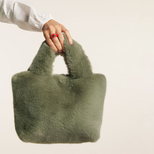 MIXT by Nykaa Fashion Olive Green Soft Fur Handbag