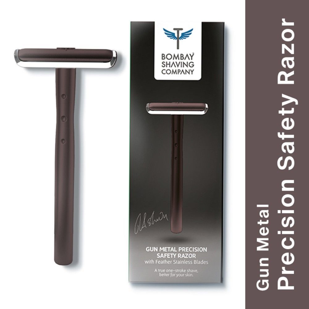 Bombay Shaving Company Precision Safety Razor + 5 Platinum Coated Feather Blades Combo (Gun Metal)