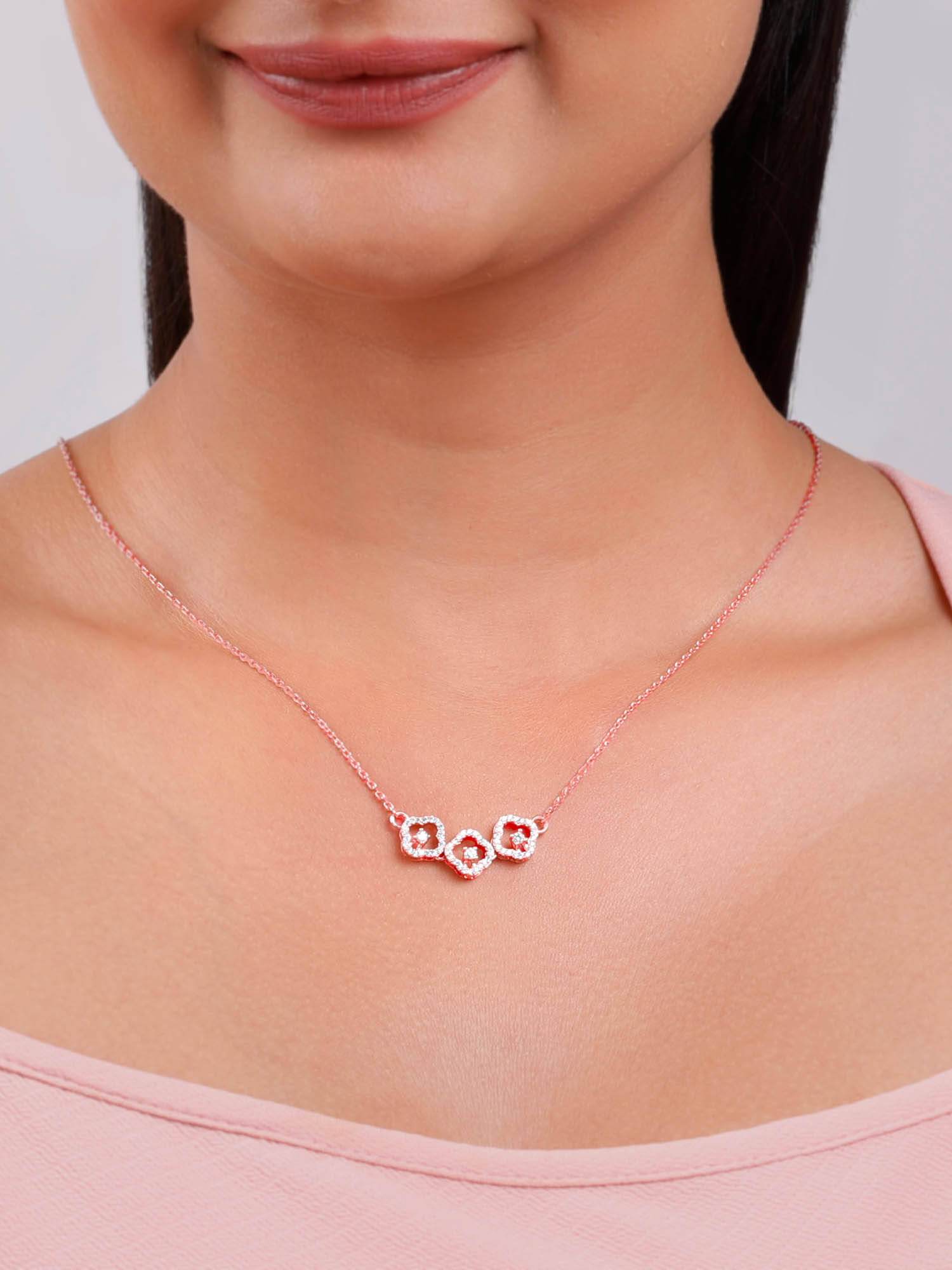 GIVA 925 Silver Rose Gold Classic Spark Necklace