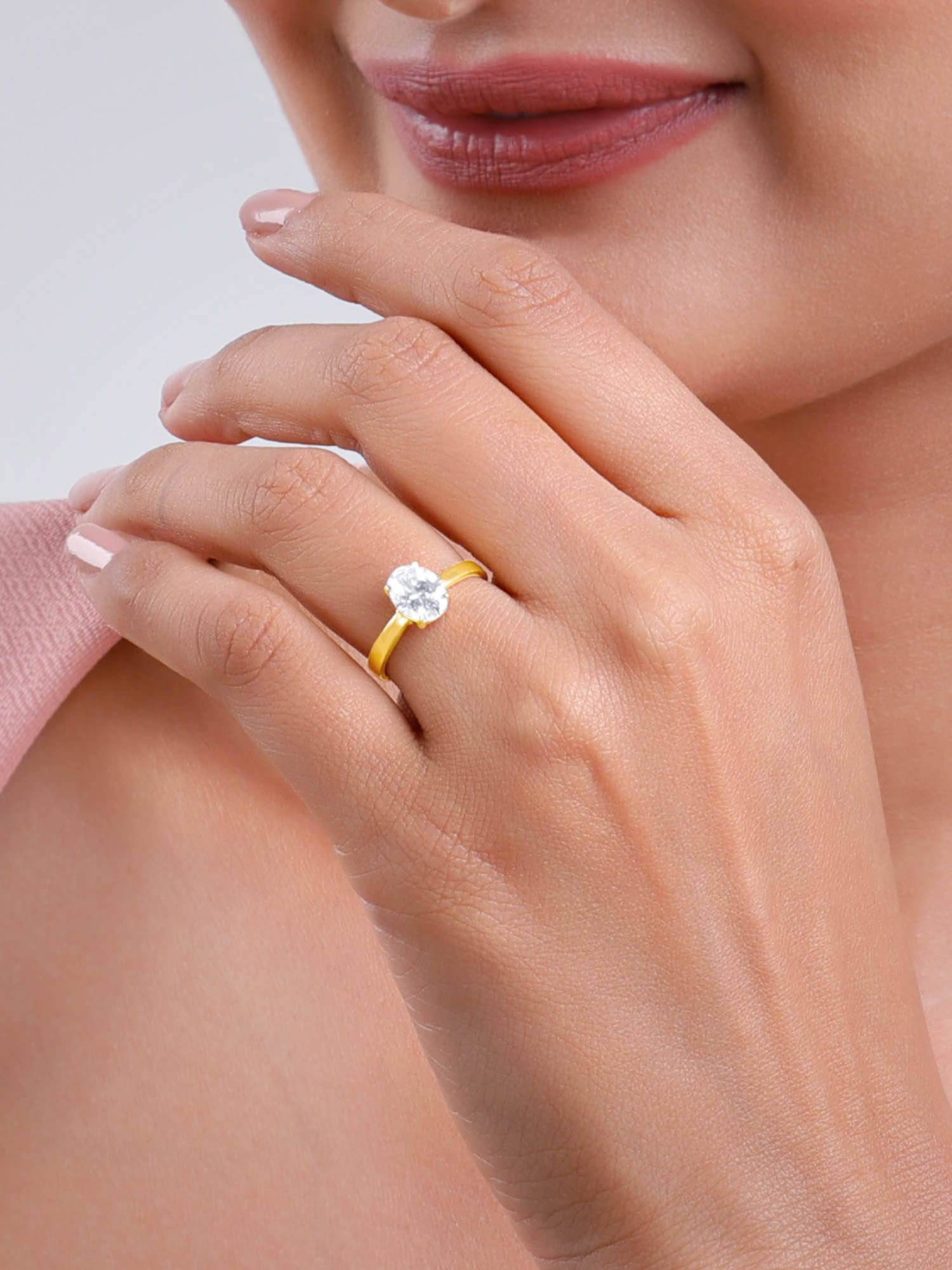 GIVA 925 Silver Golden Odette Ring, Adjustable