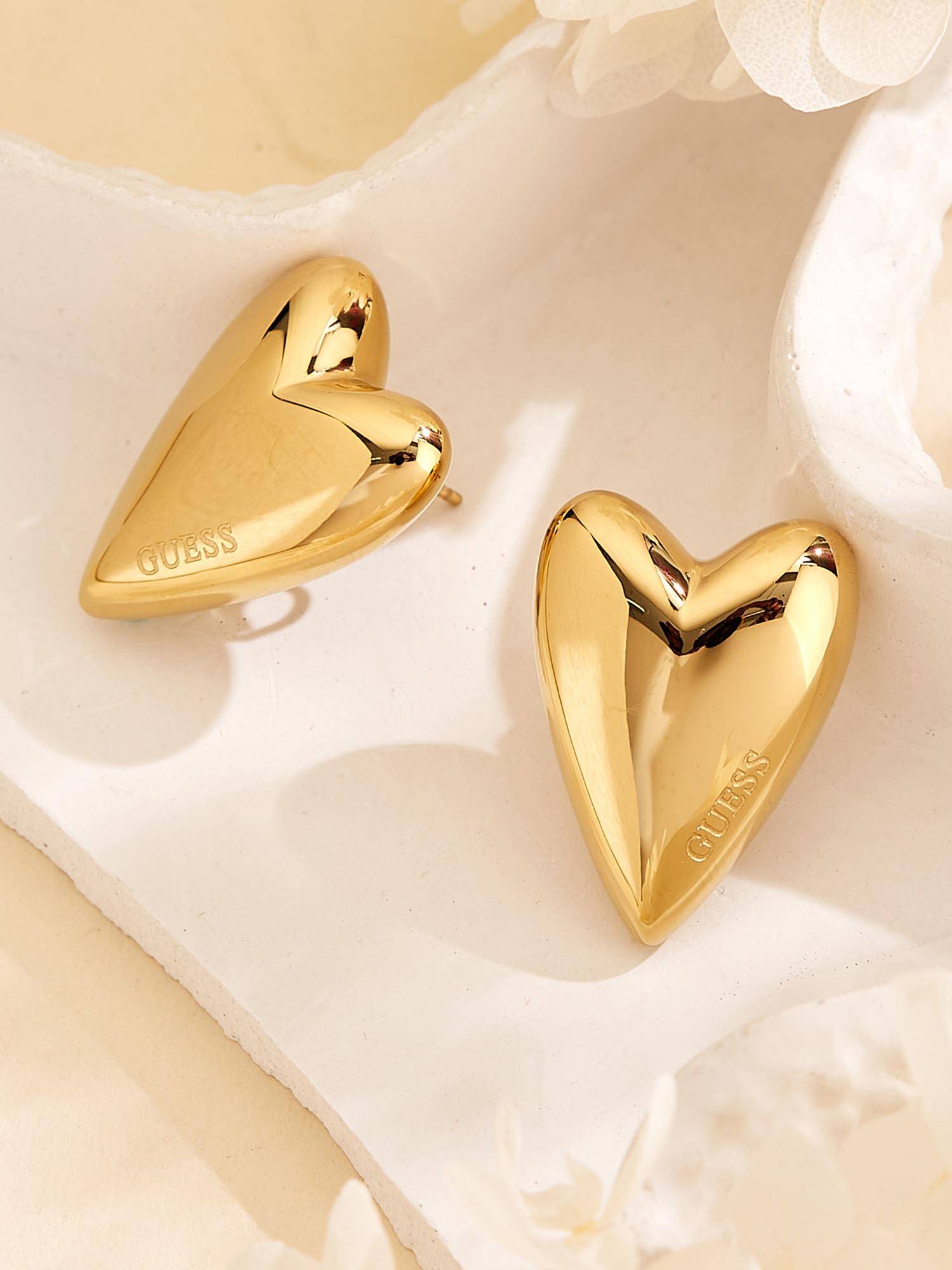 Guess Berbera Stud Earrings For Women, Stainless Steel, Anti-Tarnish, Gold-Plated