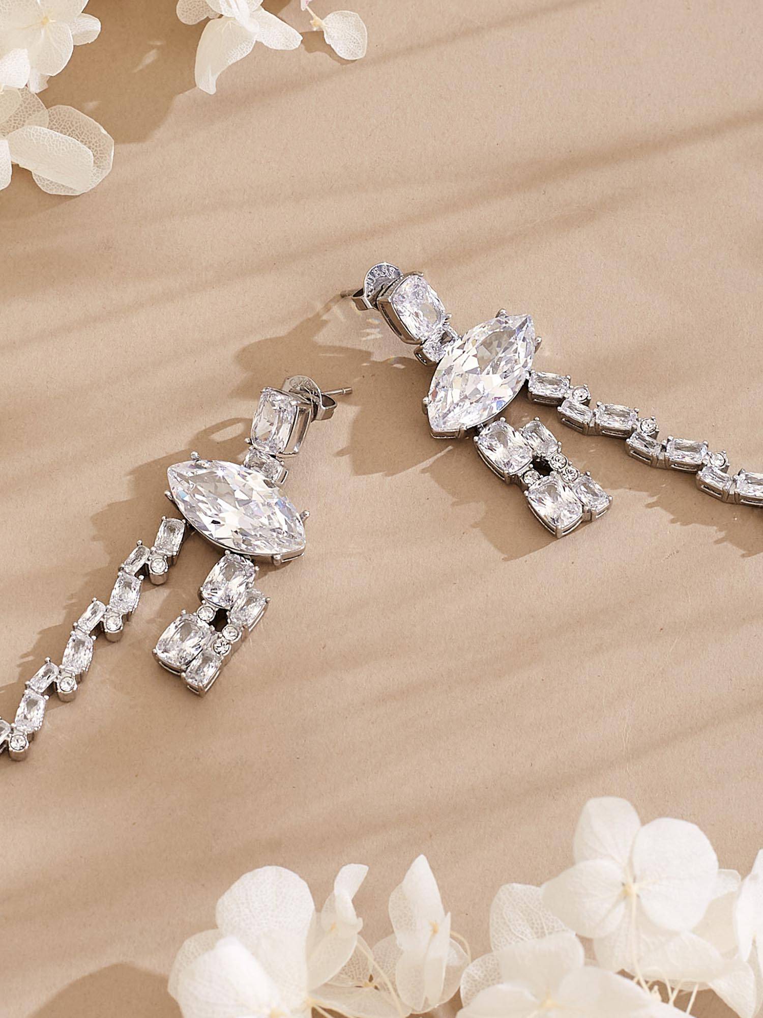 Guess Chandelier Drop Earrings For Women, Stainless Steel, Anti-Tarnish, Silver-Plated