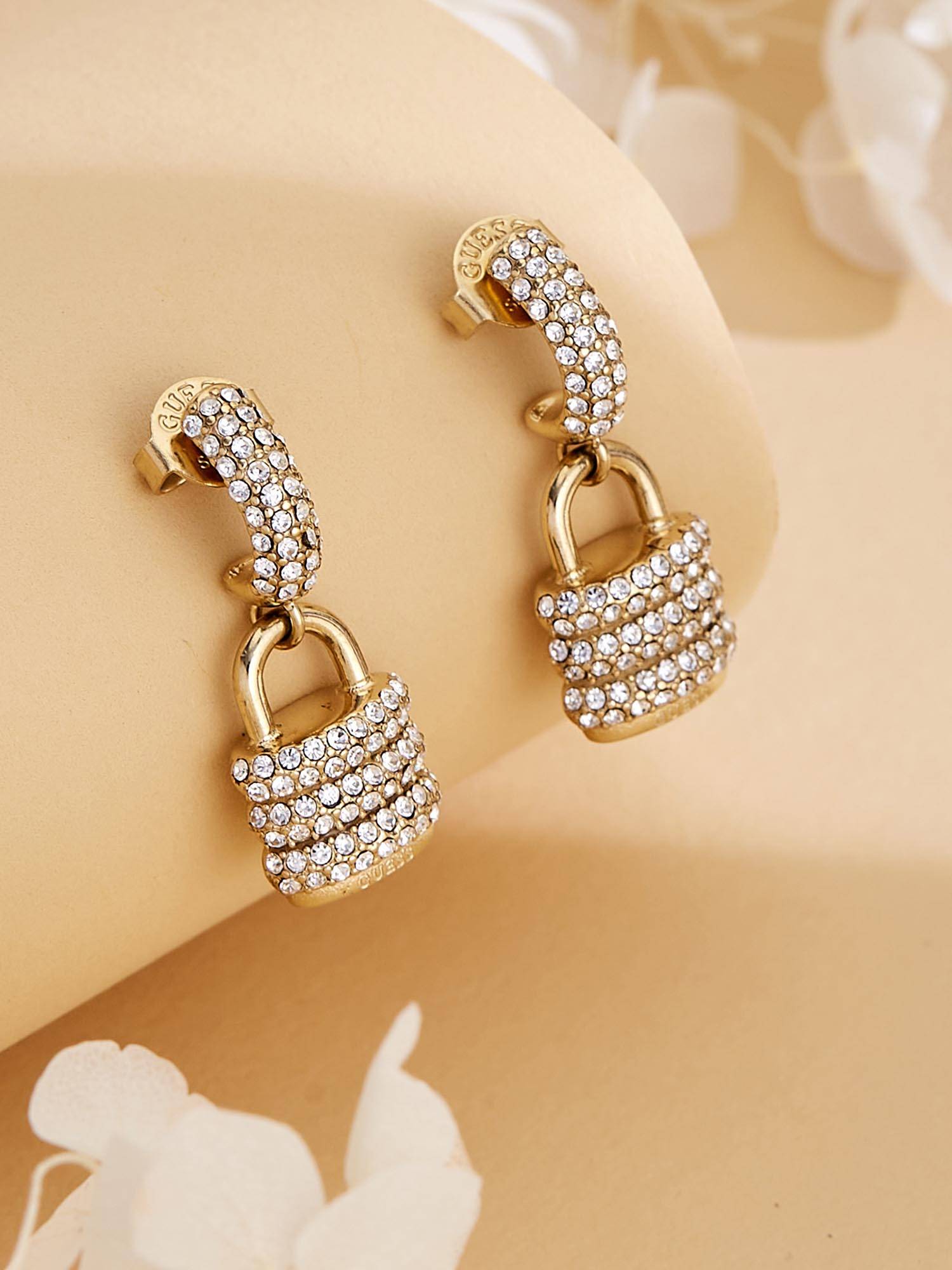 Guess My Secret Drop Earrings For Women, Stainless Steel, Anti-Tarnish, Gold-Plated