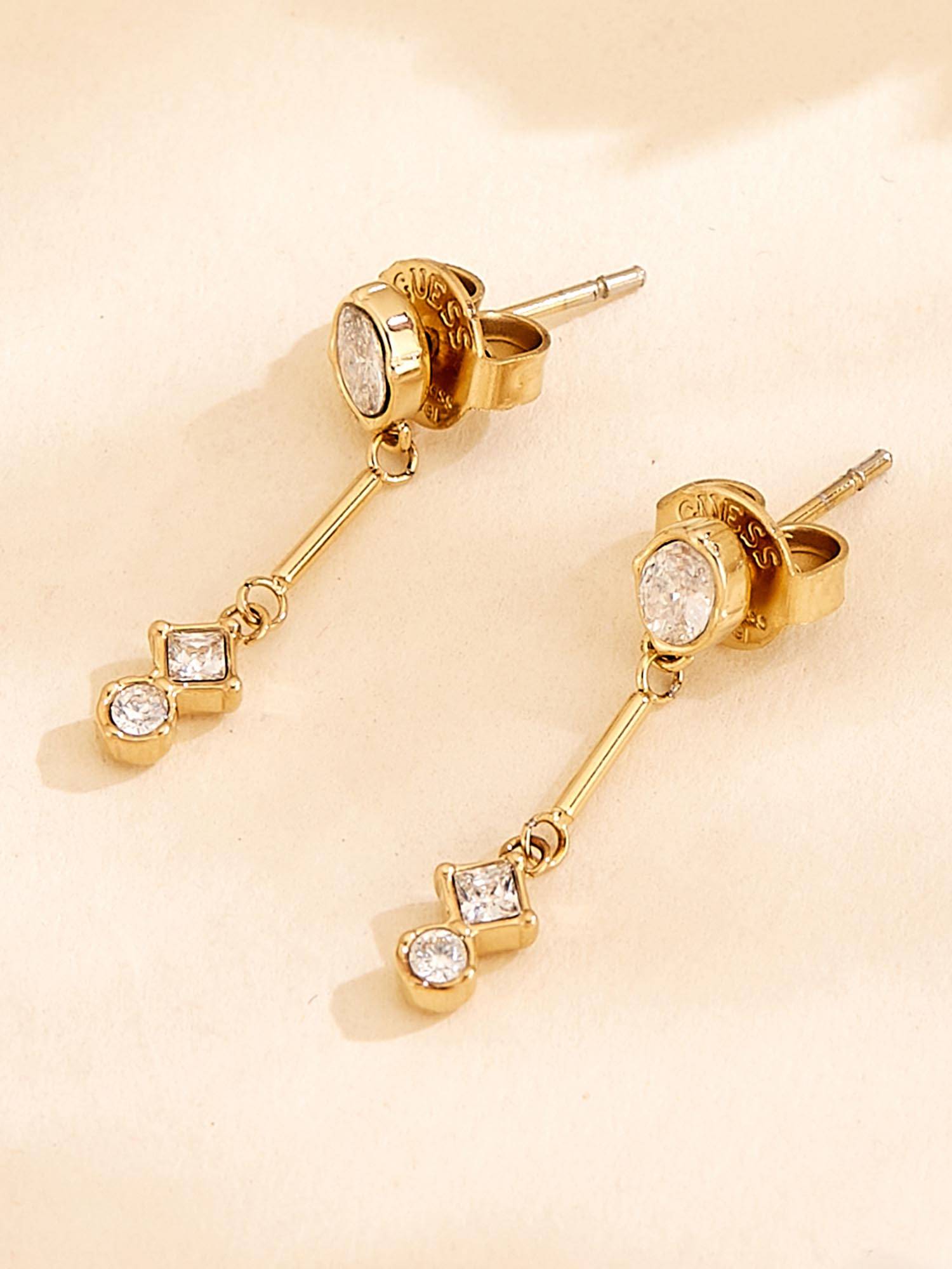 Guess Galaxy Dangler Earrings For Women, Stainless Steel, Anti-Tarnish, Gold-Plated