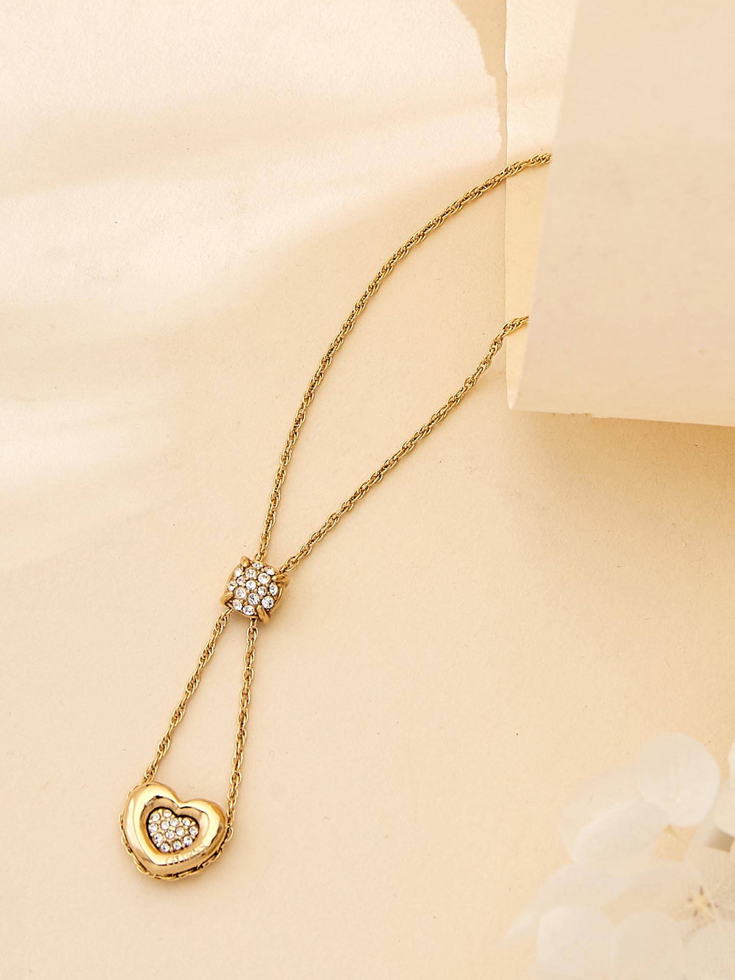 Guess L.O.V.E. Necklace For Women, Stainless Steel, Anti-Tarnish, Gold-Plated