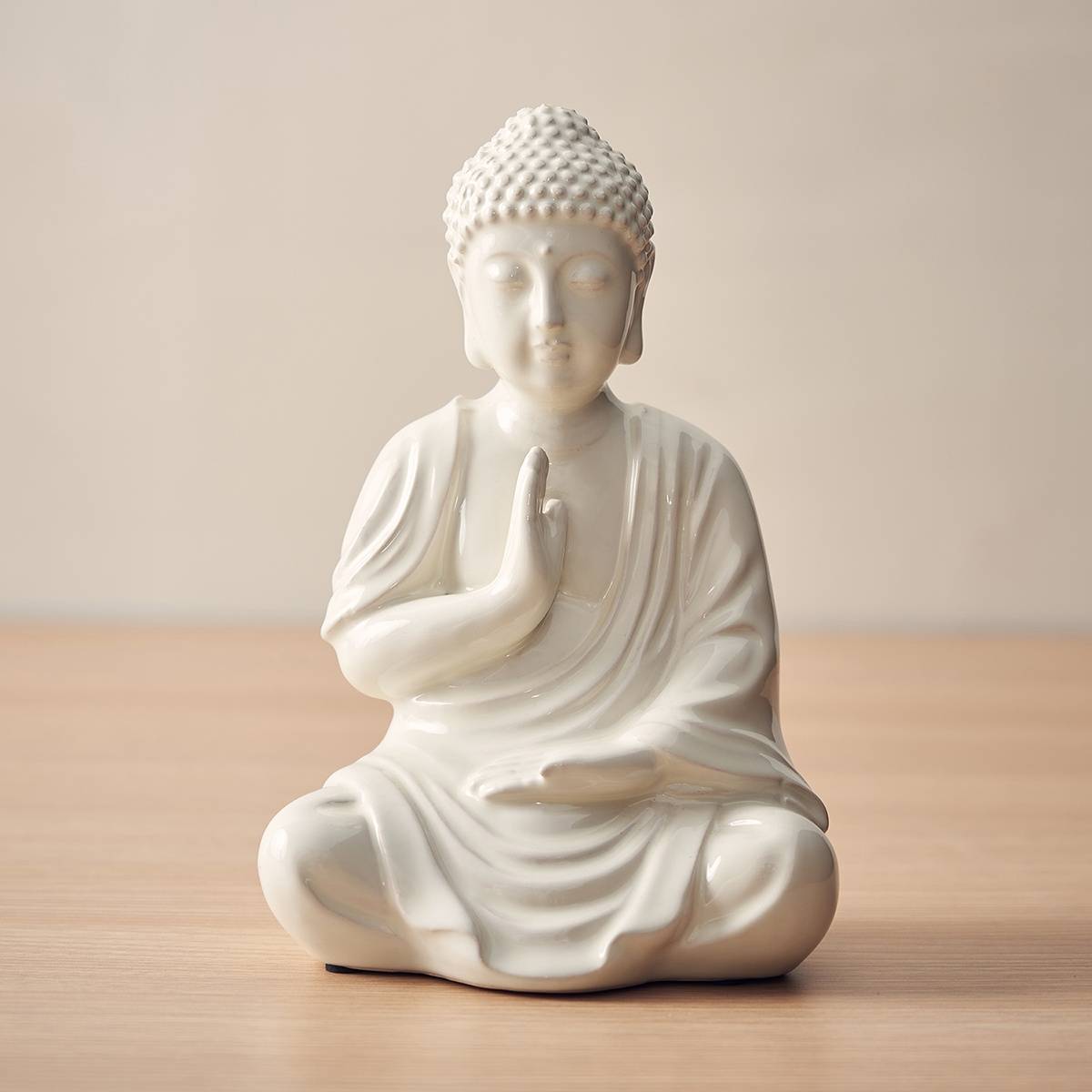 thumbnail image 2 of White Crystal Buddha Statue – Concentration Style, Theravada, Home Or Car Figurine 2 of 2
