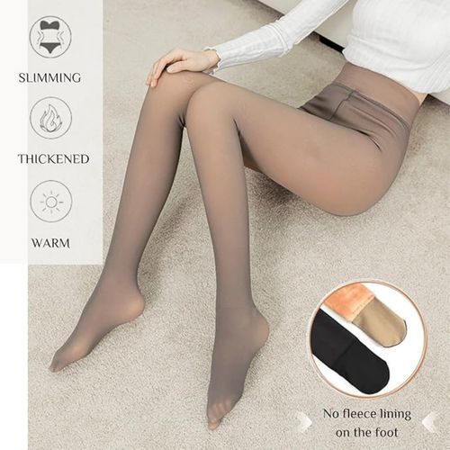 BRACHY Fleece Lined Women Dual-Tone Pantyhose Stockings Grey (M)