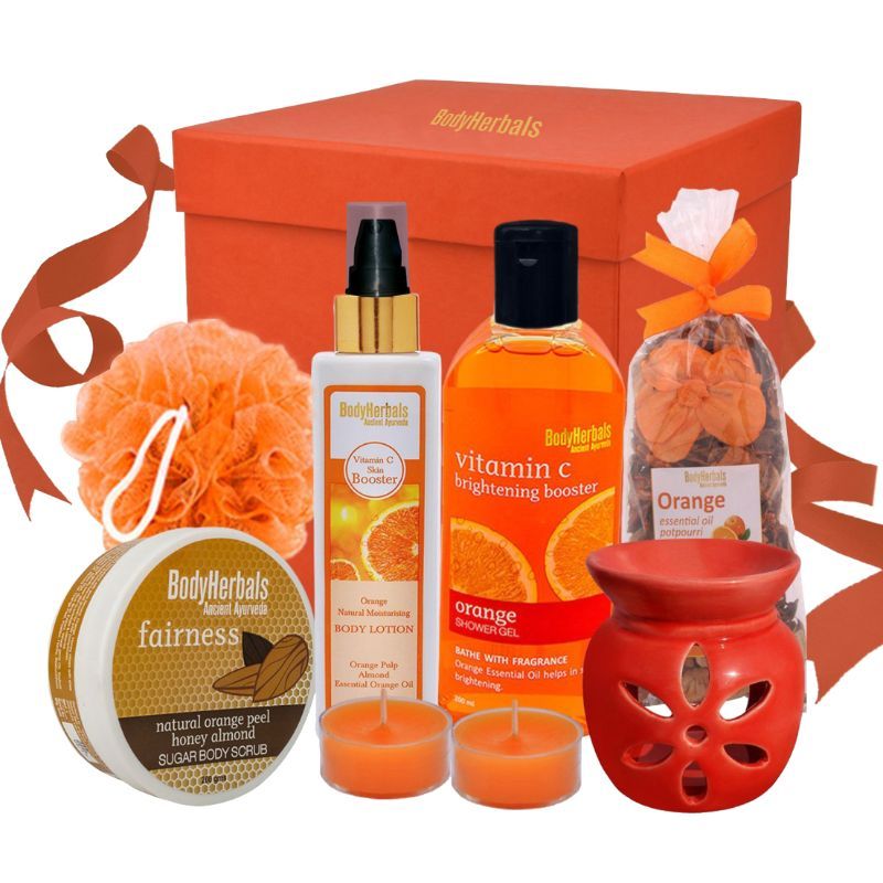 BodyHerbals Orange Essentials Spa Hamper & Skin Care Kit - Gift Sets & Combos for Women & Men