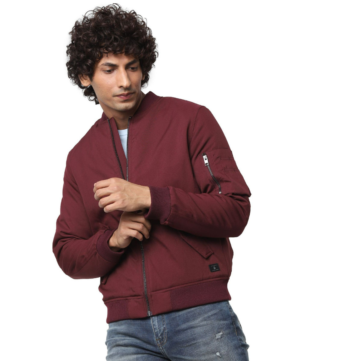 Jack and jones maroon on sale jacket