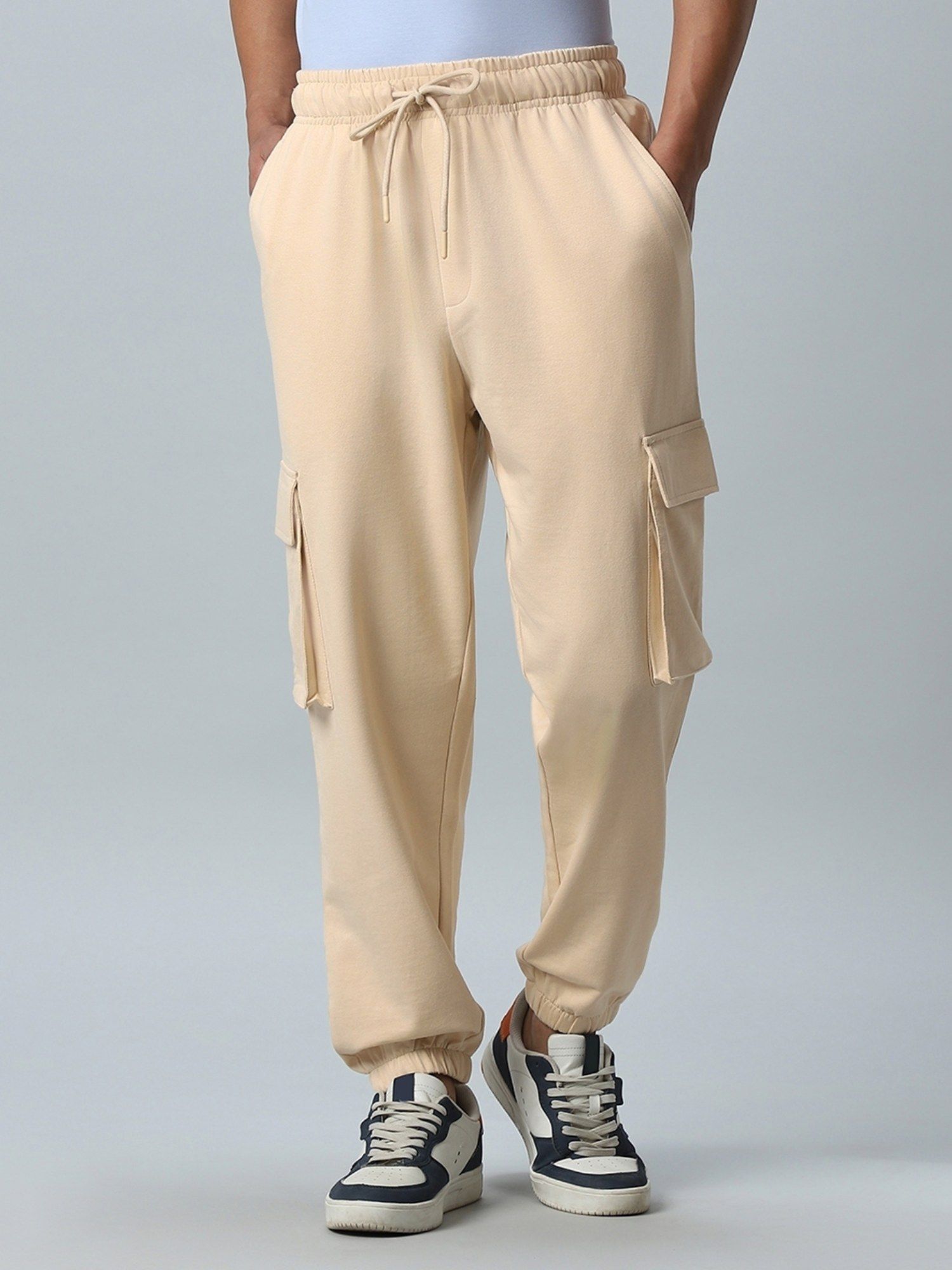 Cream cargo joggers sale