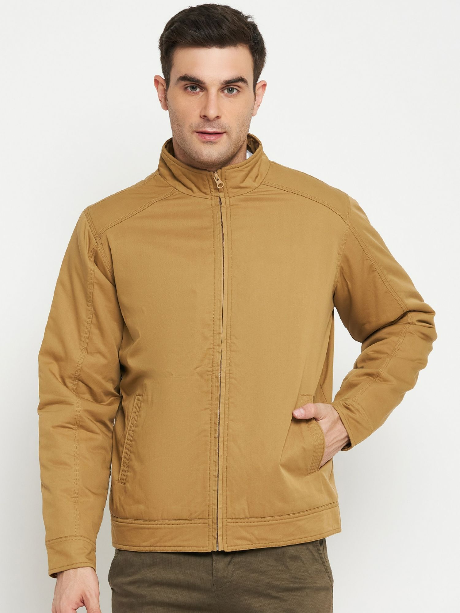 Cantabil Men Khaki Casual Jacket L