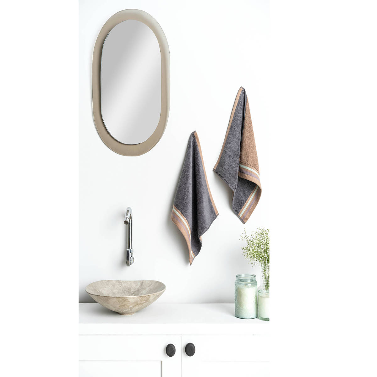 Ddecor Live Beautiful Grey Reversible Cotton 500 GSM Face Towel - Pack of 2 (M)