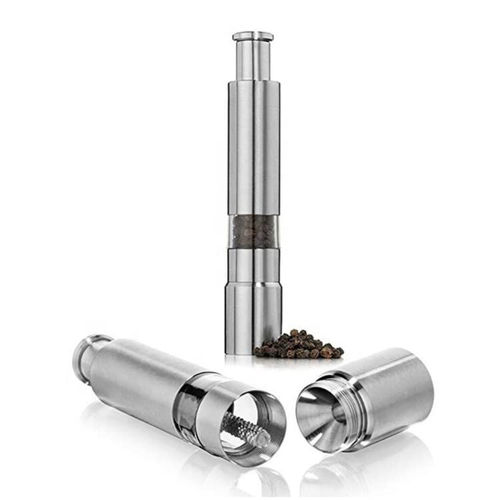 Salt and Pepper Grinder Set of 2 with Modern Thumb Push Button