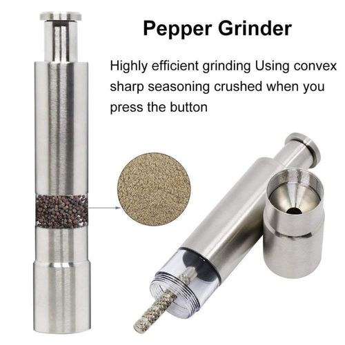 Salt and Pepper Grinder Set of 2 with Modern Thumb Push Button