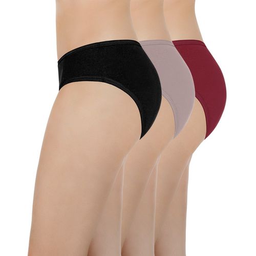 Buy Amante Solid Low Rise Bikini (Pack of 3) - Solid - Multi-Color online