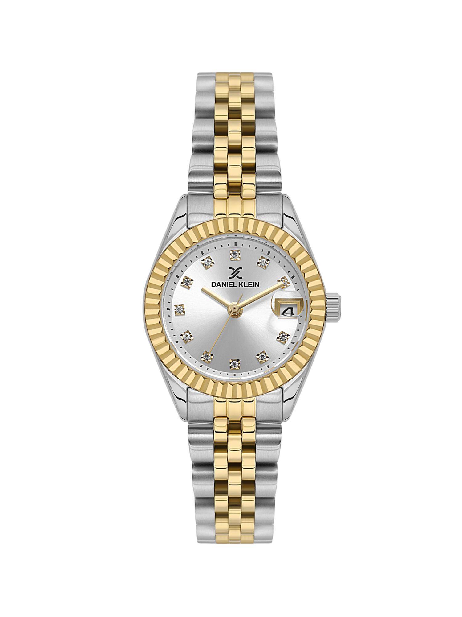 Daniel Klein Dual-Tone Silver Sunray Stone Dial Stainless Steel Watch Dk.1.13969-6 (M)