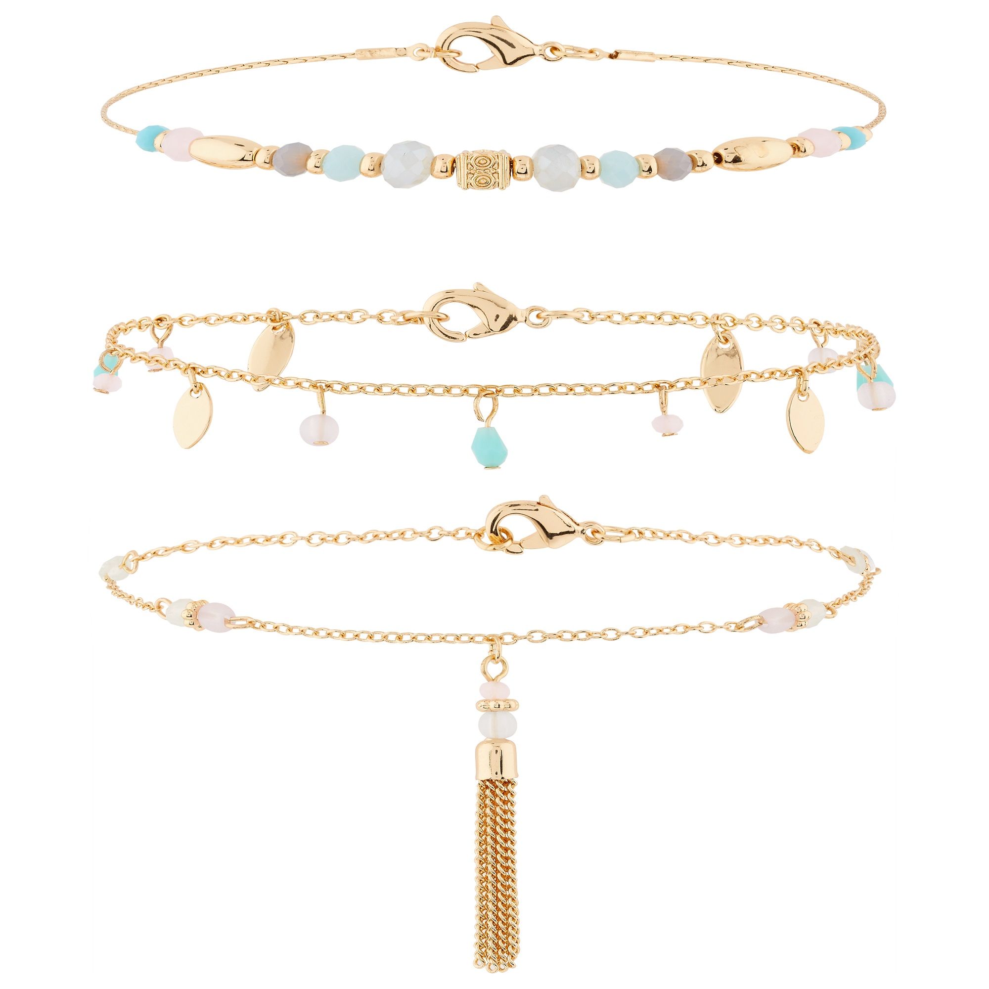 Accessorize London Bead And Tassel Anklet Multipack Buy Accessorize