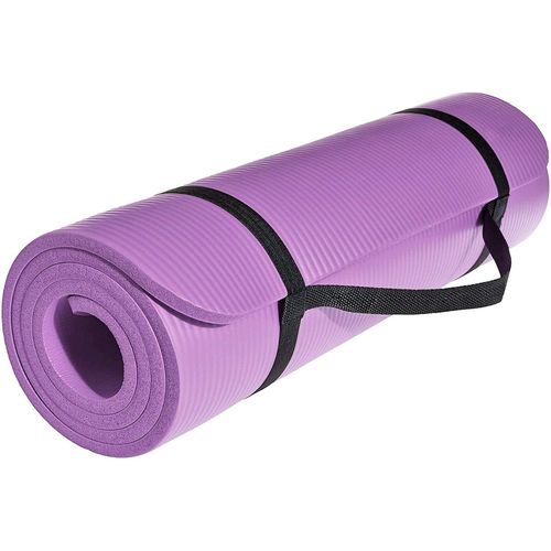 Strauss Extra Thick Yoga Mat with Carrying Strap, 15 mm (Purple)