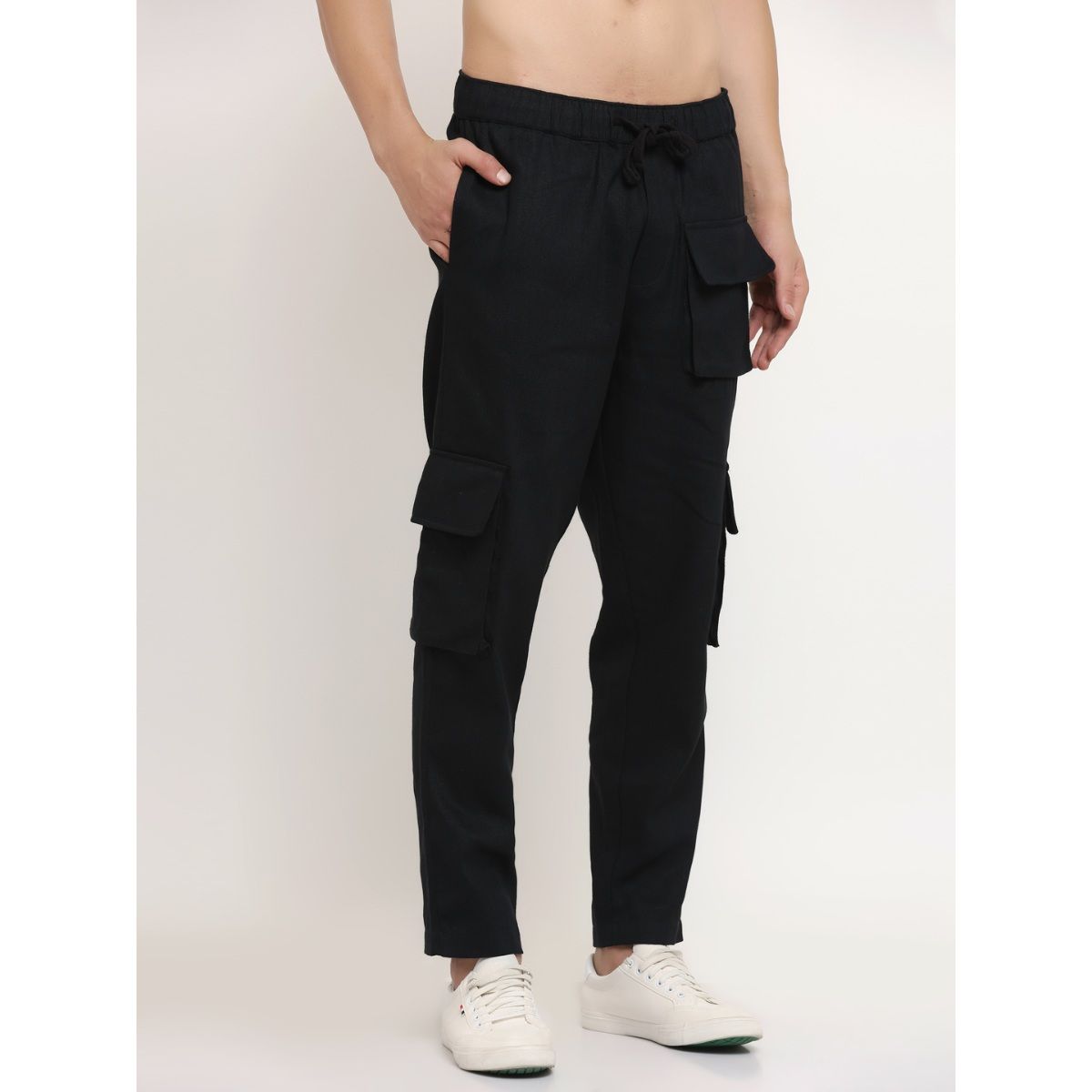 Buy EVERDION Black Utility Cargo Pant Online
