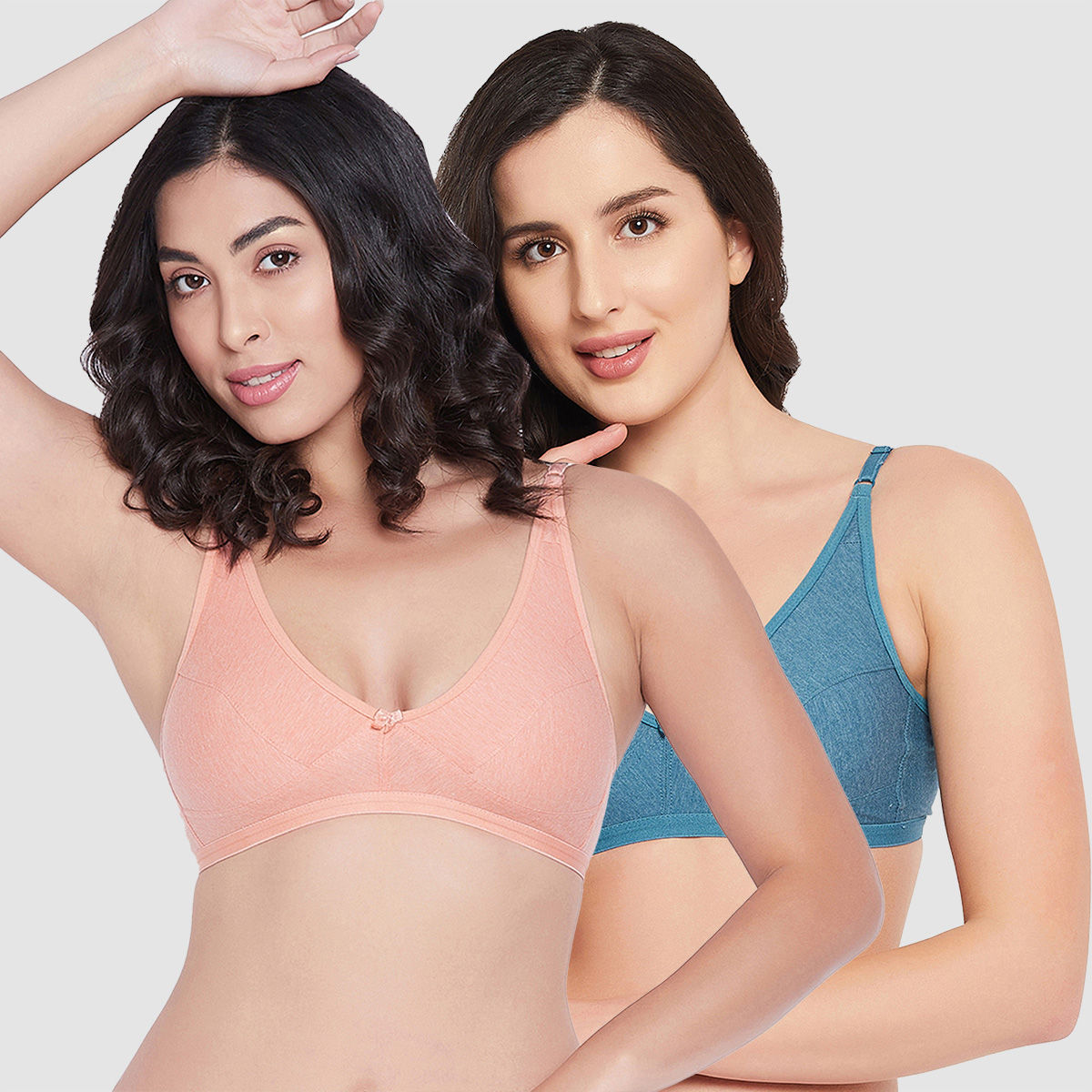 Buy Pack of 2 Non-Padded Non-Wired Bras - Cotton Online India, Best Prices,  COD - Clovia - BRC672P19