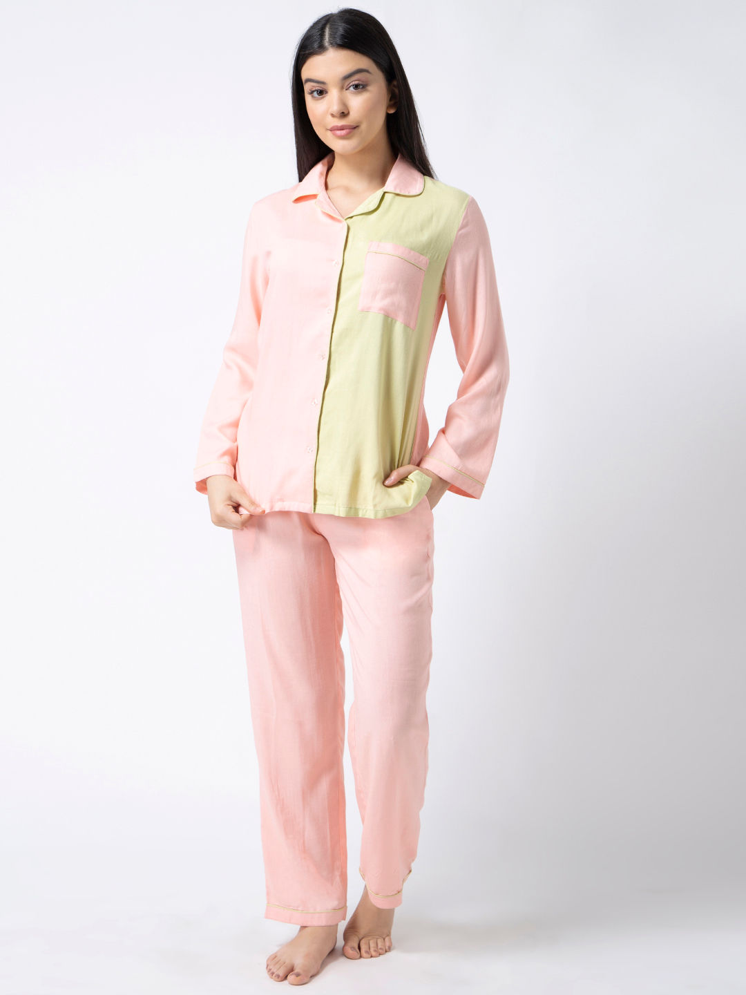 Buy Adorenite Solid Pyjama Set PJ262 Pink L Online