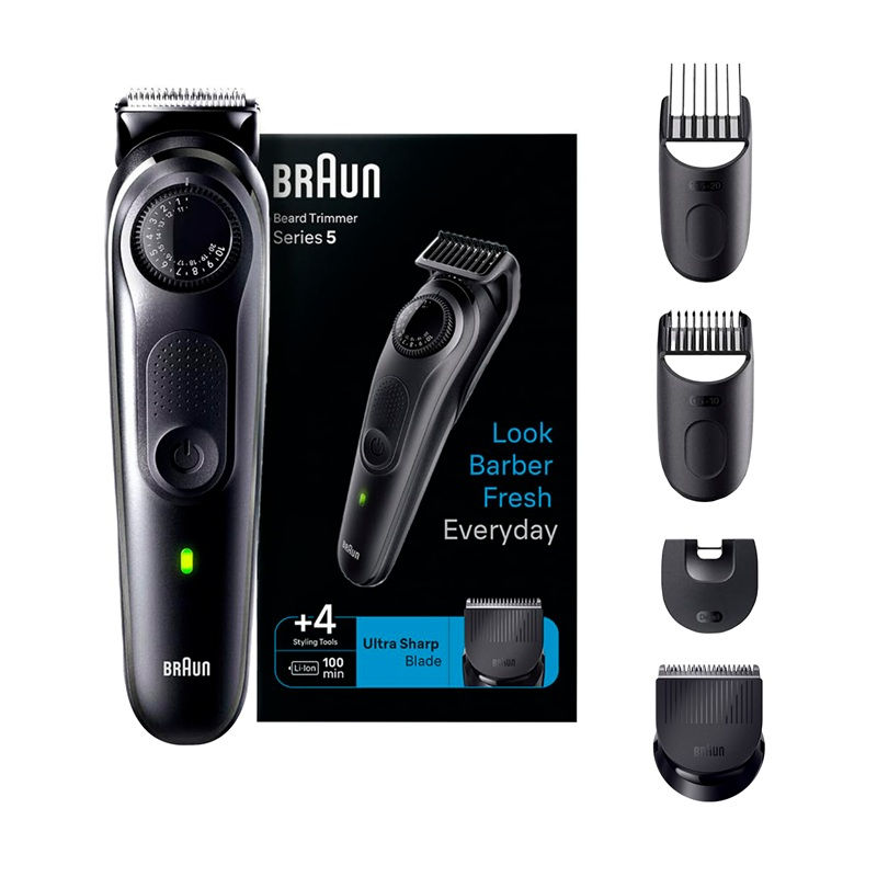 Braun BT5410, 6-in-1 Beard Trimmer for Men from Gillette, All-in-One Tool, 5 attachments (Hair Clipper, For Face, Hair, Ear, Nose), Advanced German En...