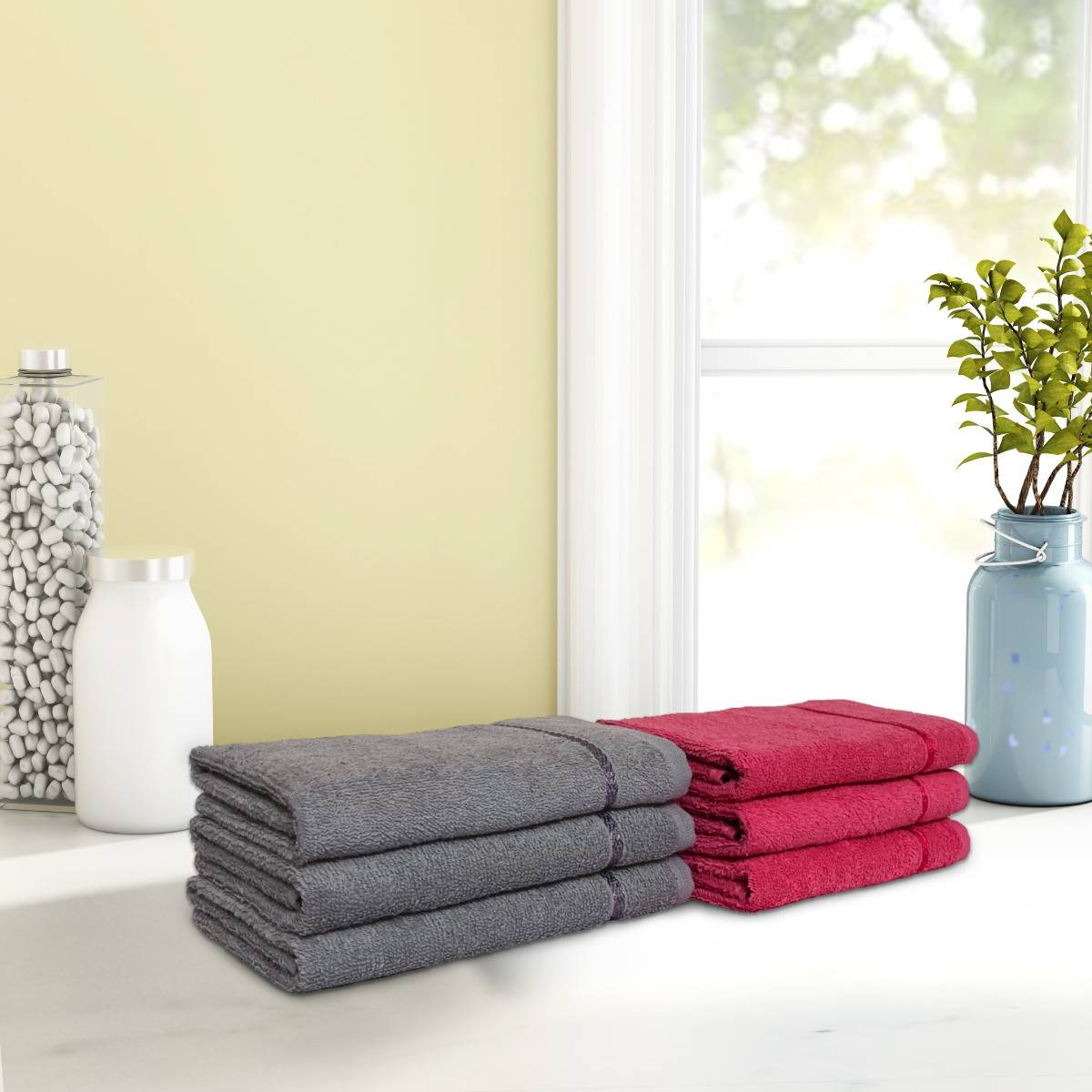 Spaces Cotton Hand Towel Quick To Dry Attractive Border High Absorbency