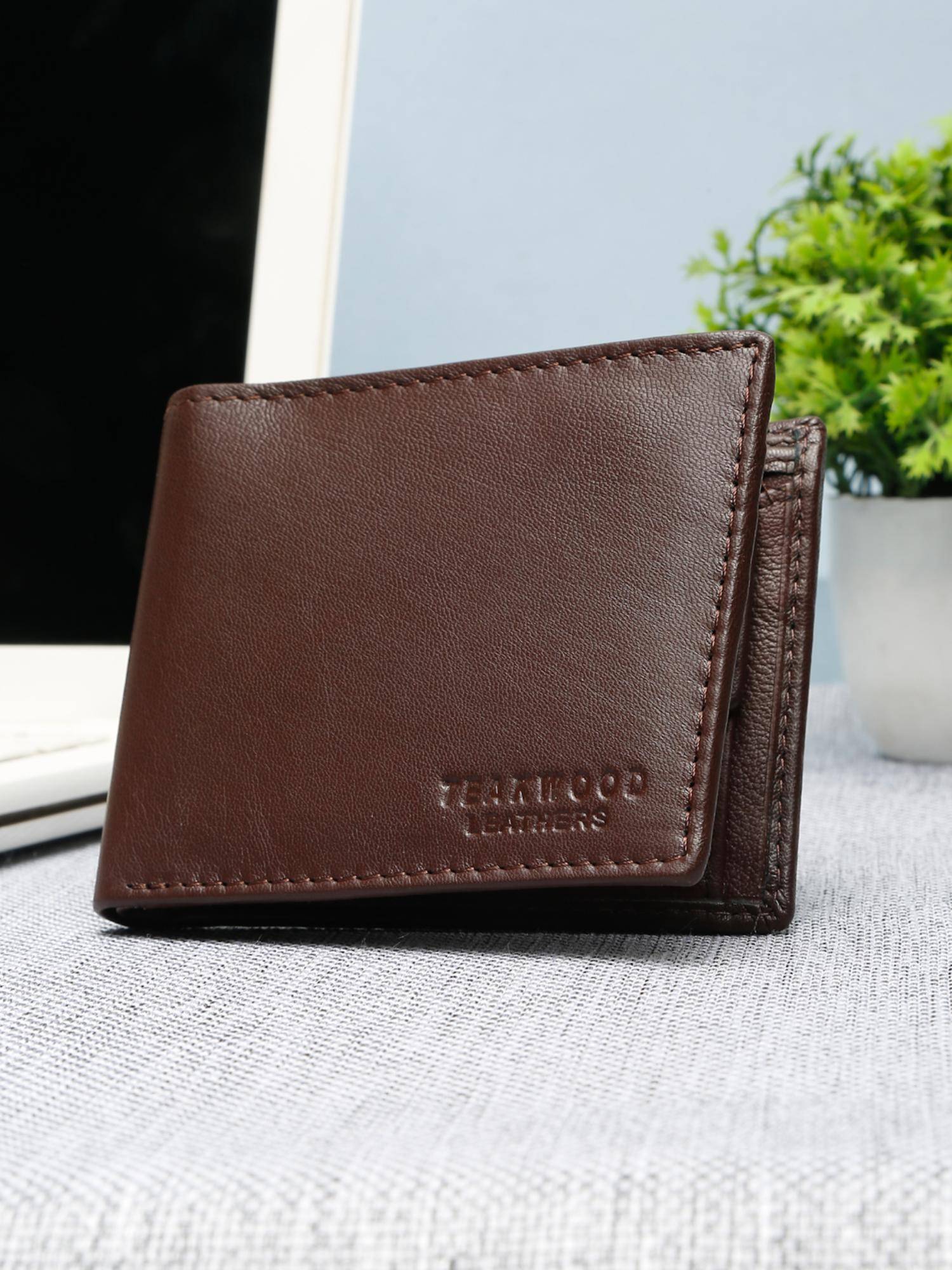Teakwood Men Brown Leather Two-Fold Wallet