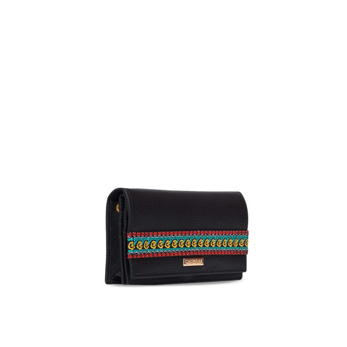 Chumbak Embroidered Lines Flap Wallet Black Buy Chumbak Embroidered